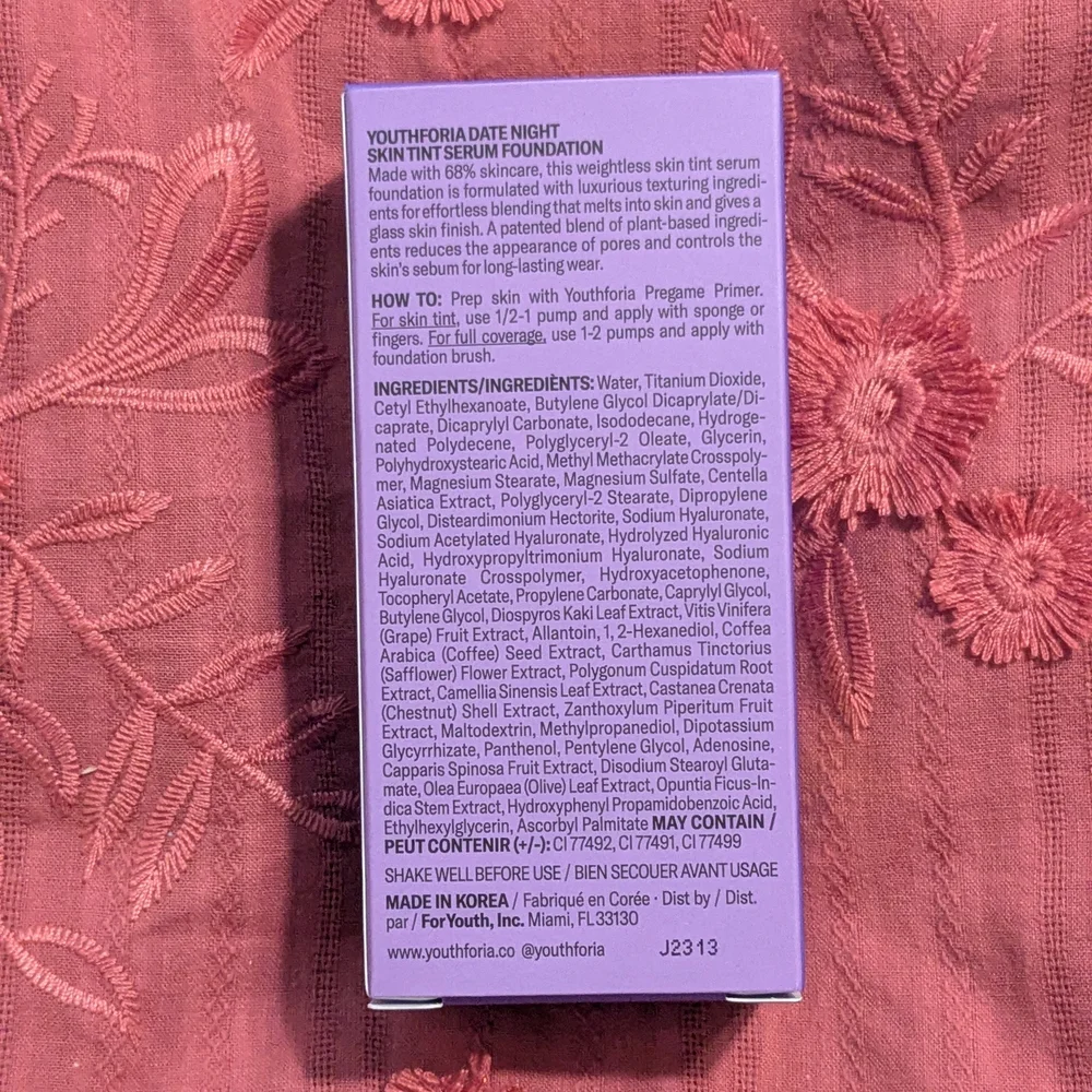 Date Night Skin Tint Serum Foundation By Youth Foria In Shade 120 Fair - NIB - Picture 7 of 9